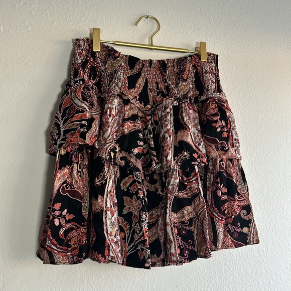 Anthropologie Paisley Mini Skirt - Black and Red - Picture 6 of 10